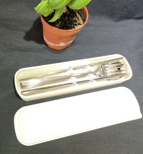 Stainless Steel Cutlery Set (Silver) Small Wheat Case
