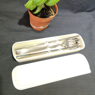 Stainless Steel Cutlery Set (Silver) Small Wheat Case